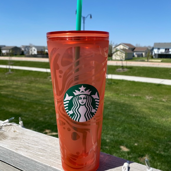 GORGEOUS RARE Orange Swirl Tumbler Starbucks 24oz - Picture 7 of 8